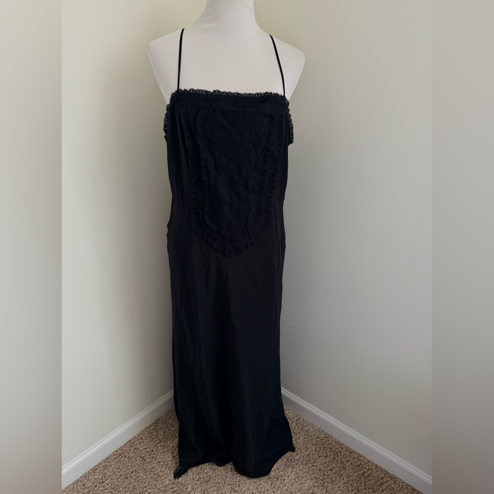 Rebecca Taylor Women's Patchwork Lace Sleeveless Silk Dress Black Sz16 - Picture 2 of 6